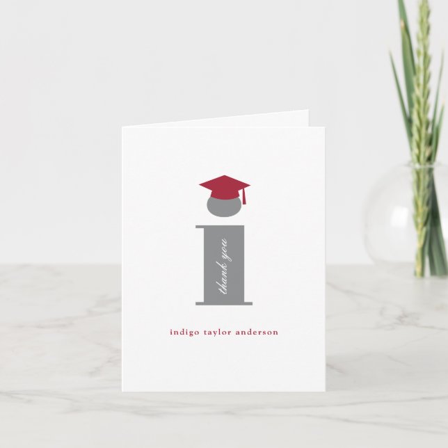 Tarjeta De Agradecimiento Clásico Monograma I Graduación Foto Moderna (Anverso)