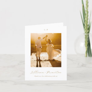 Tarjeta De Agradecimiento Clásico Monograma Neutro Elegante Boda