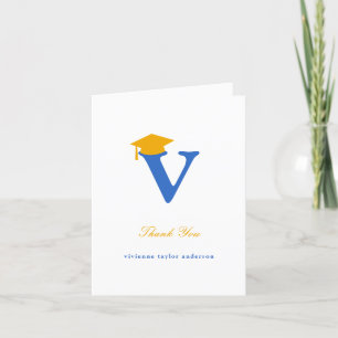 Tarjeta De Agradecimiento Clásico Monograma O Graduación Foto Moderna