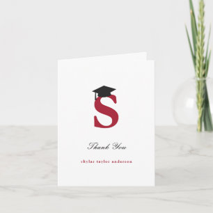 Tarjeta De Agradecimiento Clásico Monograma S Graduación Foto Moderna