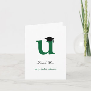 Tarjeta De Agradecimiento Clásico Monograma U Graduación Foto Moderna