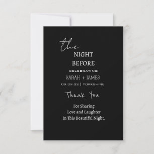 Tarjeta De Agradecimiento Clásico negro y blanco la noche antes del Boda