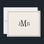 Tarjeta De Agradecimiento Clásico negro y crema monograma en plano<br><div class="desc">Clásica,  elegante,  profesional Tarjeta plana de agradecimiento monograma con letras grandes. Perfecta para correspondencia comercial. 
Estas son tarjetas planas. Si desea tarjetas dobladas,  vaya al final de la página donde dice "Transferir este diseño" y seleccione Tarjeta de agradecimiento doblada.</div>