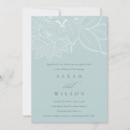 Tarjeta De Agradecimiento Clásico Ornate Paisley Dusky Blue Wedding Invite