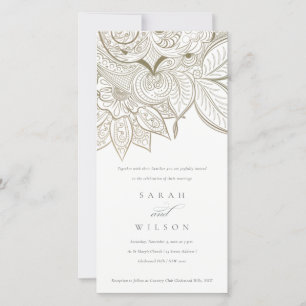 Tarjeta De Agradecimiento Clásico Ornate Paisley Ivory Gold Wedding Invitado
