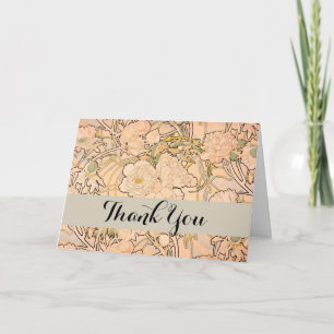 Tarjeta De Agradecimiento Clásico patrón de jardín de peonías Art Nouveau de