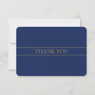 Tarjeta De Agradecimiento Clásico Personalizable Dorado Textos y Azul de la 