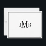 Tarjeta De Agradecimiento Clásico plano monogramado en blanco y negro<br><div class="desc">Clásica,  elegante,  profesional Letras negrita monogramadas planas de agradecimiento tarjeta. Estas son tarjetas de notas planas. Si quieres tarjetas dobladas,  ve a la parte inferior de la página donde dice "Transferir este diseño" y selecciona Tarjeta de agradecimiento plegada.</div>
