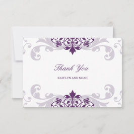 Tarjeta De Agradecimiento Clásico Plum Purple Elegante Boda de Ironworks