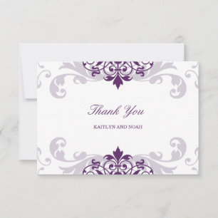 Tarjeta De Agradecimiento Clásico Plum Purple Elegante Boda de Ironworks