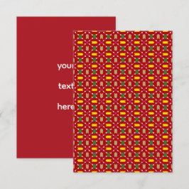 Tarjeta De Agradecimiento Clásico Rojo y Verde Geométrico Sin Costuras de Na