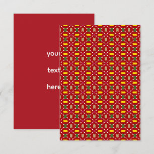 Tarjeta De Agradecimiento Clásico Rojo y Verde Geométrico Sin Costuras de Na