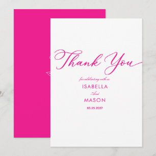 Tarjeta De Agradecimiento Clásico simple gracias eléctrico fucsia