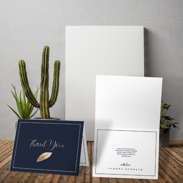 Tarjeta De Agradecimiento Clásico y elegante Boda I azul oscuro (Subido por el creador)