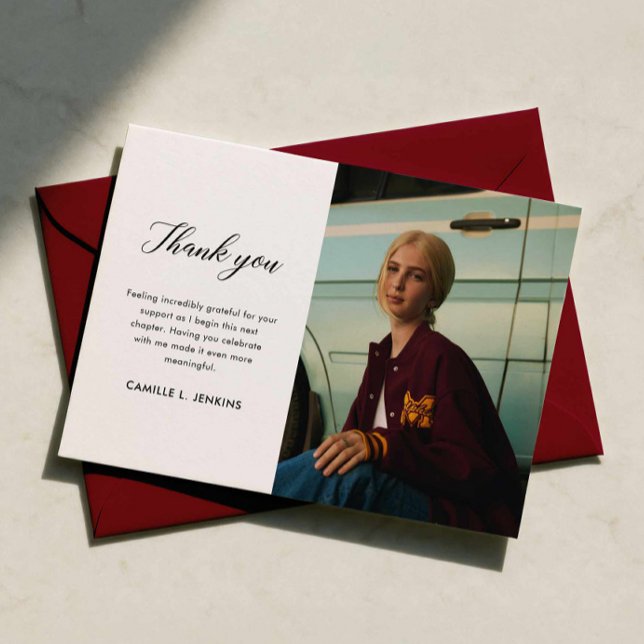 Tarjeta De Agradecimiento Class of 2026 Graduation Thank You Card (Modern Minimalist Graduation Photo Thank you card)