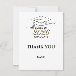 Tarjeta De Agradecimiento Class of 2026 Graduation Thank You Card Gold