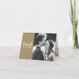 Tarjeta De Agradecimiento classic Beige photo elegant wedding thank you card