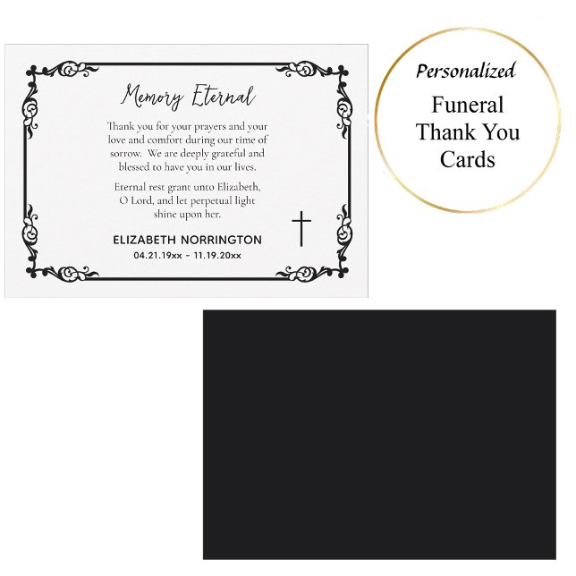 Tarjeta De Agradecimiento Classic Black & White Decorative Frame Funeral  (Subido por el creador)