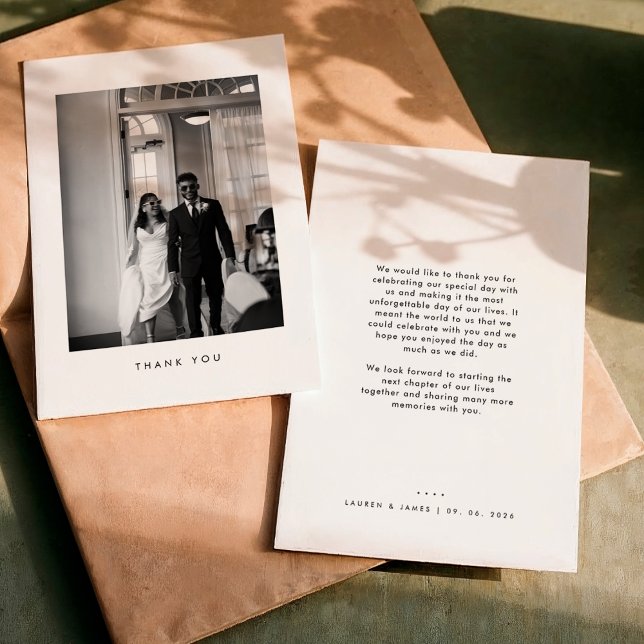 Tarjeta De Agradecimiento Classic Black & White Wedding Photo Thank You Card (Subido por el creador)