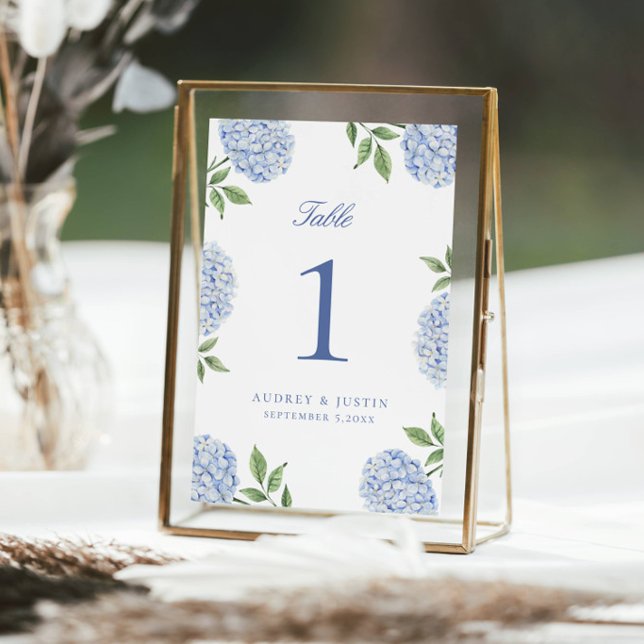 Tarjeta De Agradecimiento Classic Blue Hydrangea Flower Large Table Number (Subido por el creador)