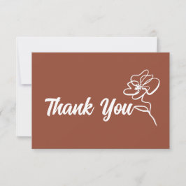 Tarjeta De Agradecimiento Classic Boho Burnt Orange Floral Sketch 