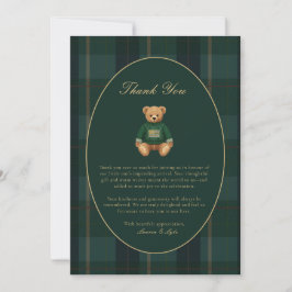 Tarjeta De Agradecimiento Classic Dark Plaid Lauren Inspired Baby Shower 