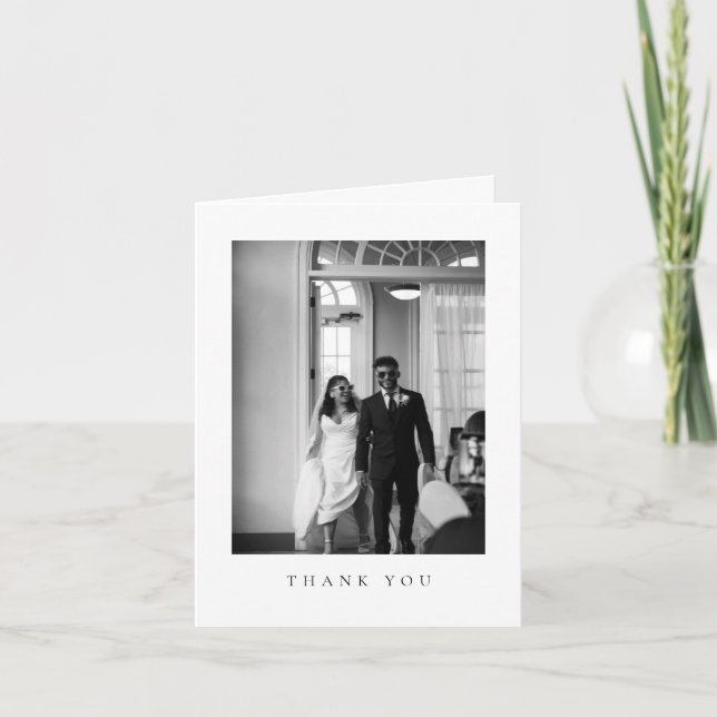 Tarjeta De Agradecimiento Classic Formal Wedding Photo Folded Thank You Card (Anverso)