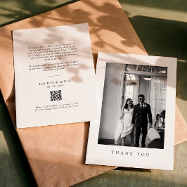 Tarjeta De Agradecimiento Classic Formal Wedding Photo QR Code