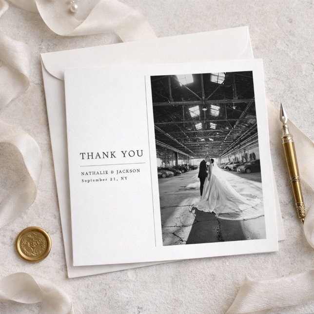 Tarjeta De Agradecimiento Classic Formal Wedding Photo Square Thank You Card (Subido por el creador)