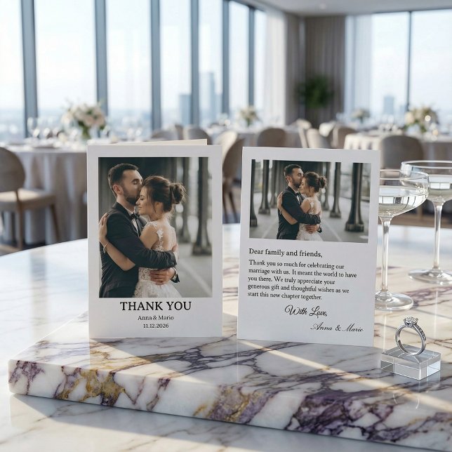Tarjeta De Agradecimiento Classic Formal Wedding Photo Thank You Card (Subido por el creador)