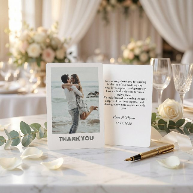 Tarjeta De Agradecimiento Classic Formal Wedding Photo Thank You Card (Subido por el creador)