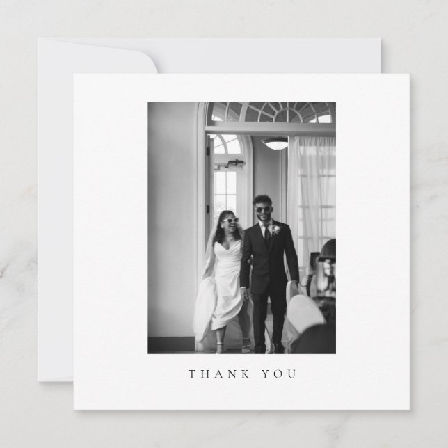 Tarjeta De Agradecimiento Classic Formal Wedding Photo Thank You Card (Anverso)