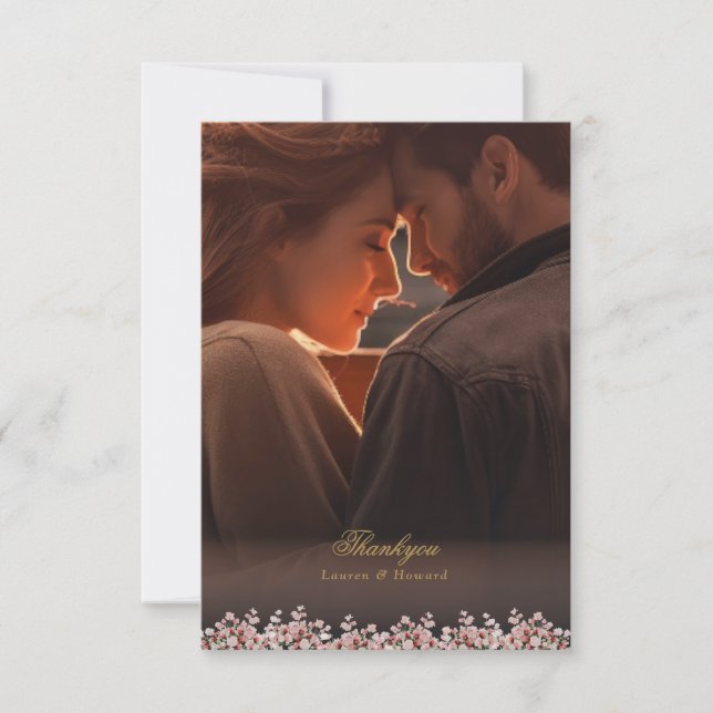 Tarjeta De Agradecimiento classic french floral garden chateau wedding (Anverso)