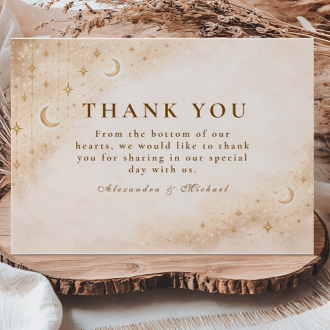 Tarjeta De Agradecimiento Classic Gold Moonlight Wedding (Subido por el creador)