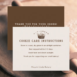 Tarjeta De Agradecimiento Classic Homemade Bakery Cookie Care Instructions