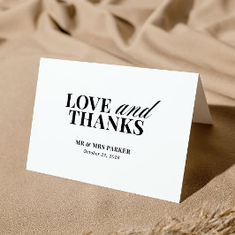 Tarjeta De Agradecimiento Classic Luxe | Boda blanco y negro moderno