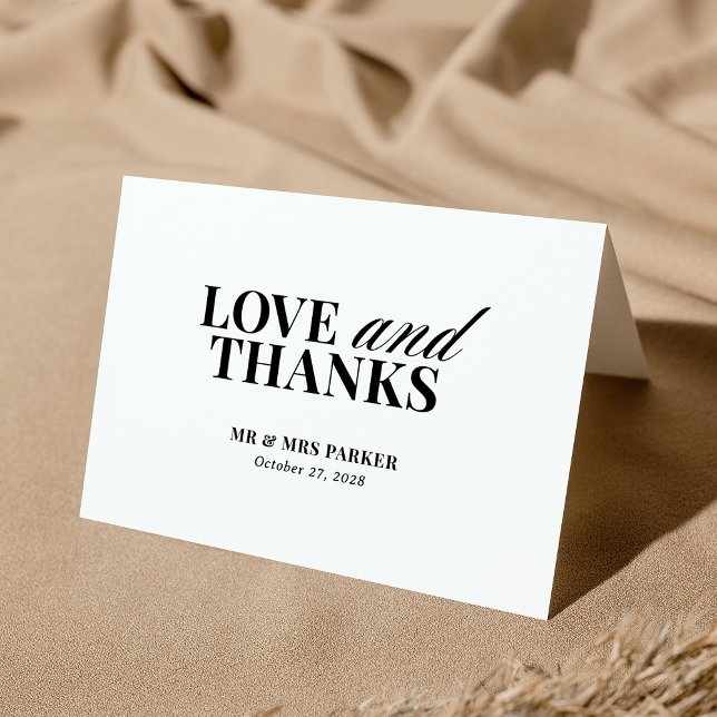 Tarjeta De Agradecimiento Classic Luxe | Boda blanco y negro moderno (Subido por el creador)