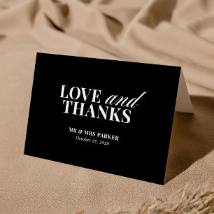 Tarjeta De Agradecimiento Classic Luxe   Boda negro elegante