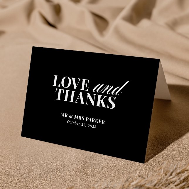 Tarjeta De Agradecimiento Classic Luxe | Boda negro elegante (Subido por el creador)