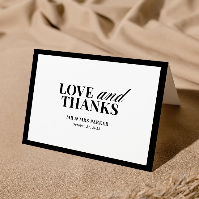 Tarjeta De Agradecimiento Classic Luxe | Elegante Boda blanco y negro (Subido por el creador)