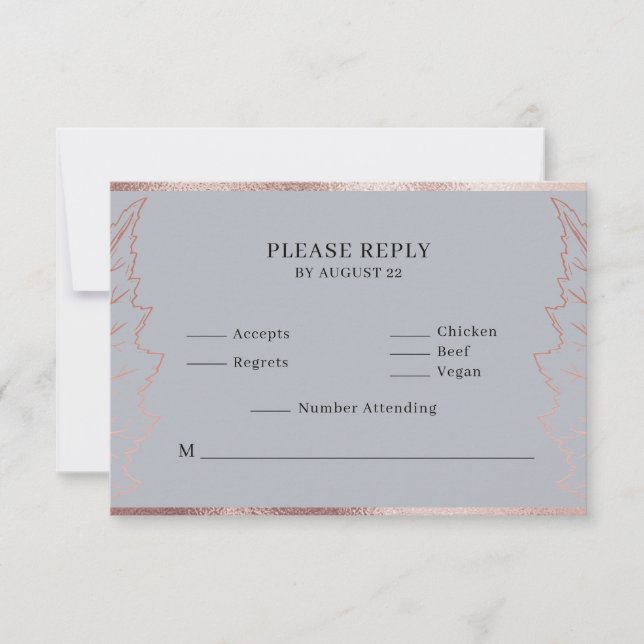 Tarjeta De Agradecimiento Classic Matt Rosa Gold Leaves Wedding RSVP Card (Anverso)