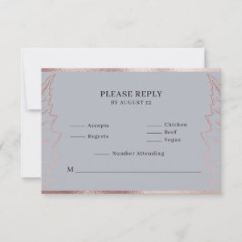 Tarjeta De Agradecimiento Classic Matt Rosa Gold Leaves Wedding RSVP Card