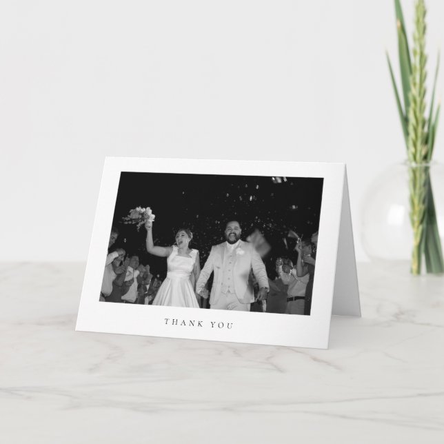 Tarjeta De Agradecimiento Classic Minimalist Wedding Photo Folded  (Anverso)