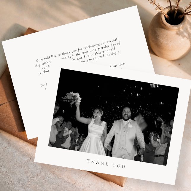 Tarjeta De Agradecimiento Classic Minimalist Wedding Photo Thank You Card (Subido por el creador)