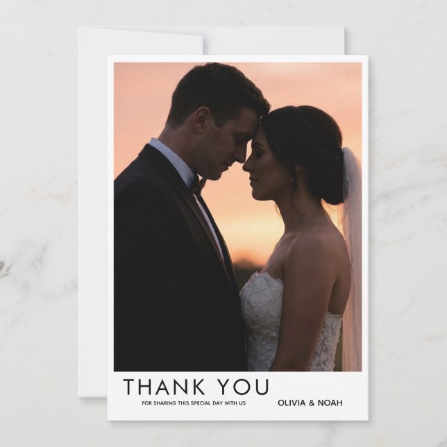 Tarjeta De Agradecimiento Classic Photo Wedding Thank You Card (Anverso)