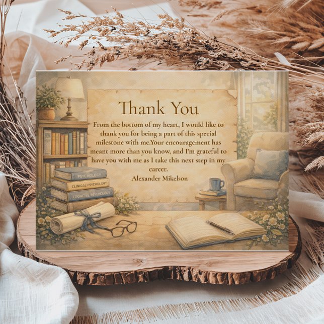 Tarjeta De Agradecimiento Classic Psychology Graduation (Subido por el creador)
