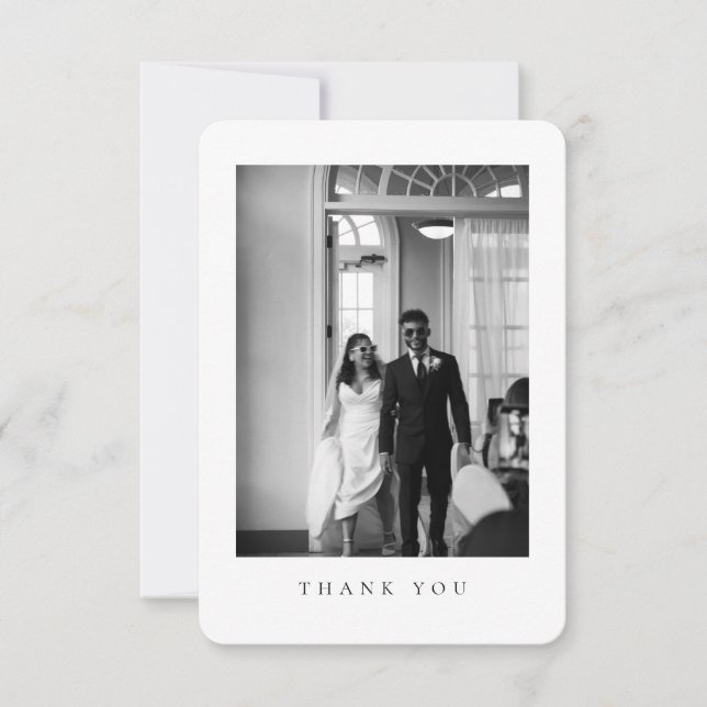 Tarjeta De Agradecimiento Classic Rounded Formal Wedding Photo (Anverso)