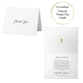 Tarjeta De Agradecimiento Classic Script Orthodox Christian Funeral