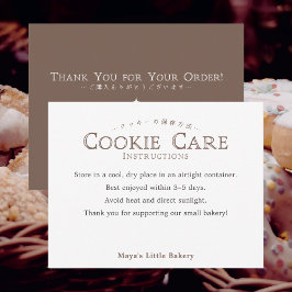 Tarjeta De Agradecimiento Classic Typography Cookie Care Instructions