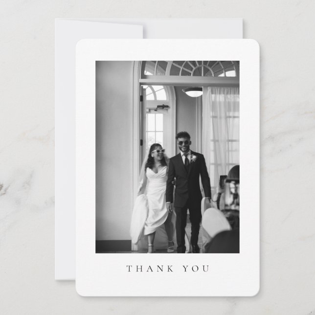 Tarjeta De Agradecimiento Classic Wedding Photo Rounded Thank You Card (Anverso)